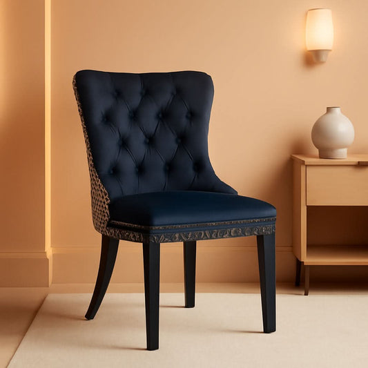 Velvet Tufted Dining Chairs Set Of 4 With Nailhead Trim