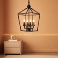 Industrial Black and Gold 4 Light Chandelier With Adjustable Chain