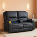 Gray Velvet Manual Recliner Loveseat With USB Ports