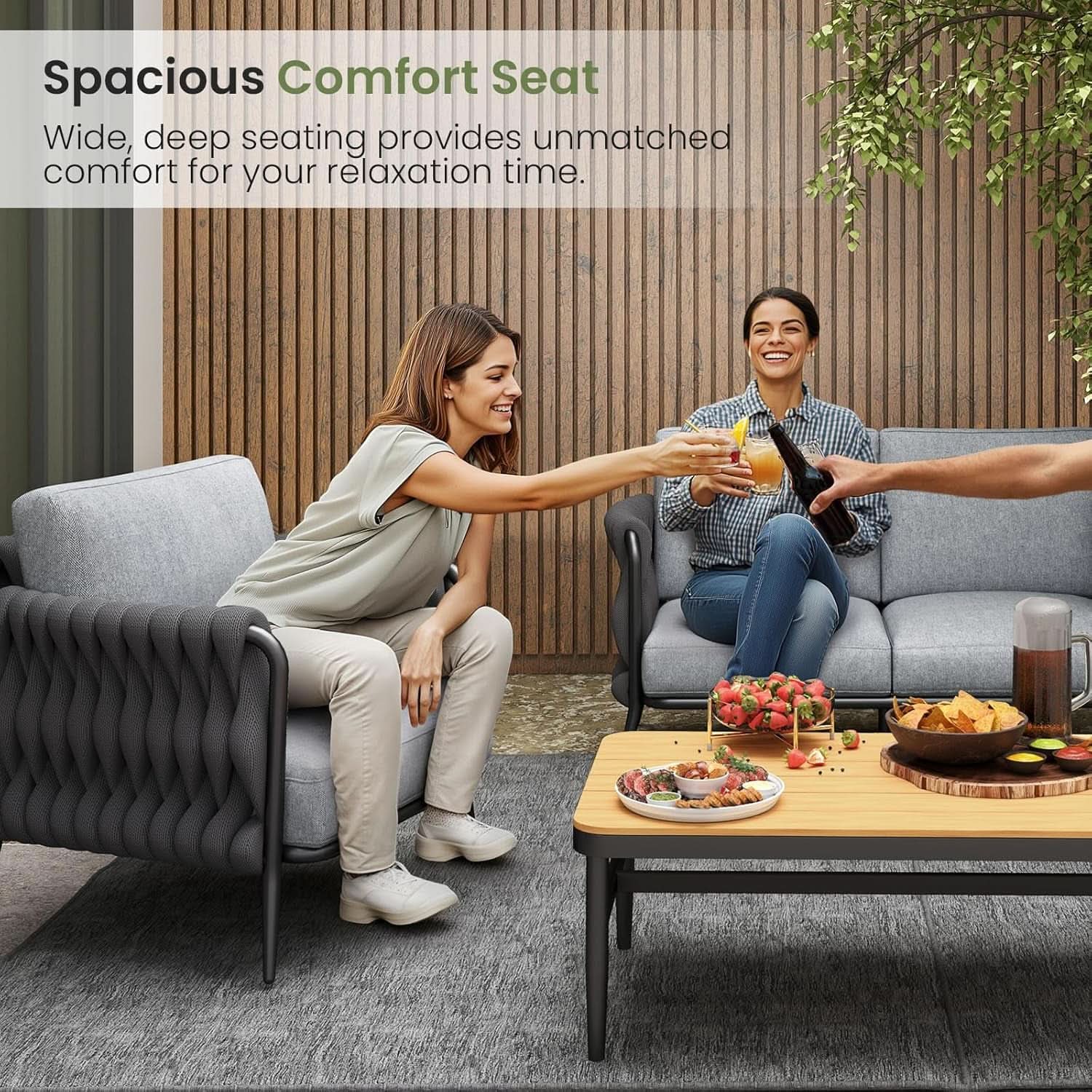 Stylish Outdoor Patio Furniture Set with Waterproof Cushions