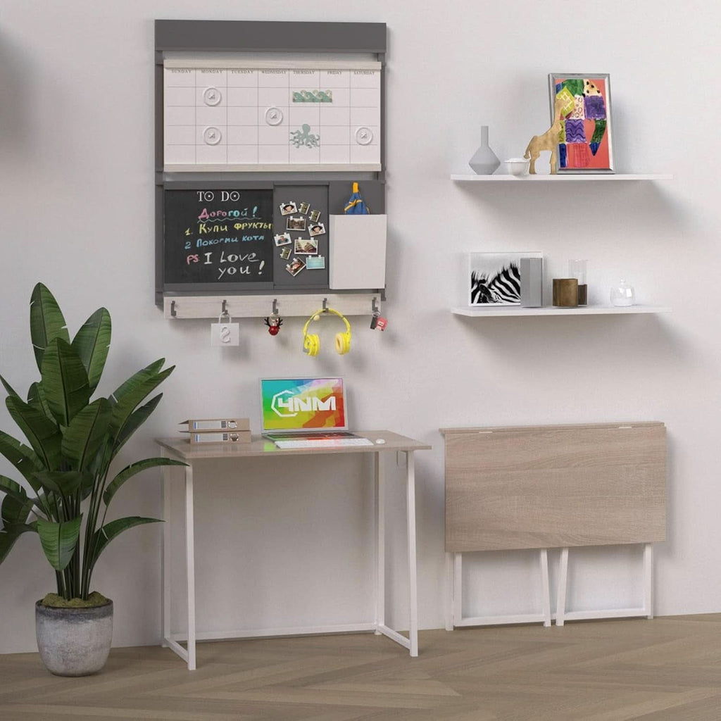 31.5 Inch Folding Desk For Small Spaces Natural White