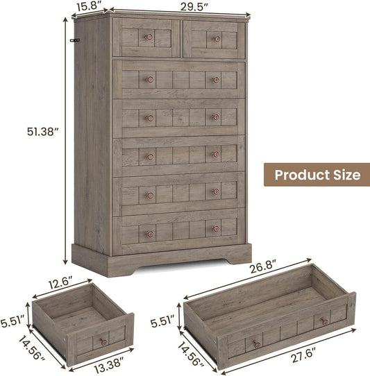 Black 51In Farmhouse Dresser Storage Organization Drawers