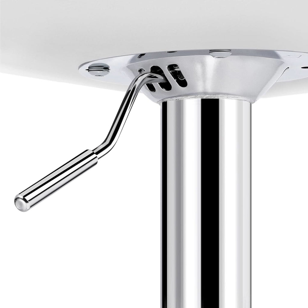 Bar Stools Set Of 2 White PU Leather Adjustable Swivel