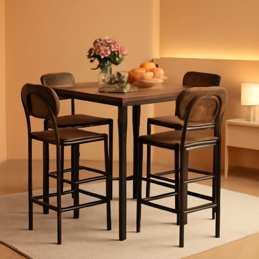 Counter Height Industrial Dining Table Set 36x36 Bar Stools