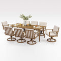 Nine Piece Outdoor Patio Dining Set with Swivel Chairs
