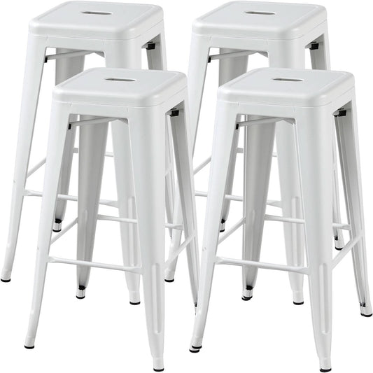 30 Inch Stacking Metal Bar Stool Indoor Outdoor Use