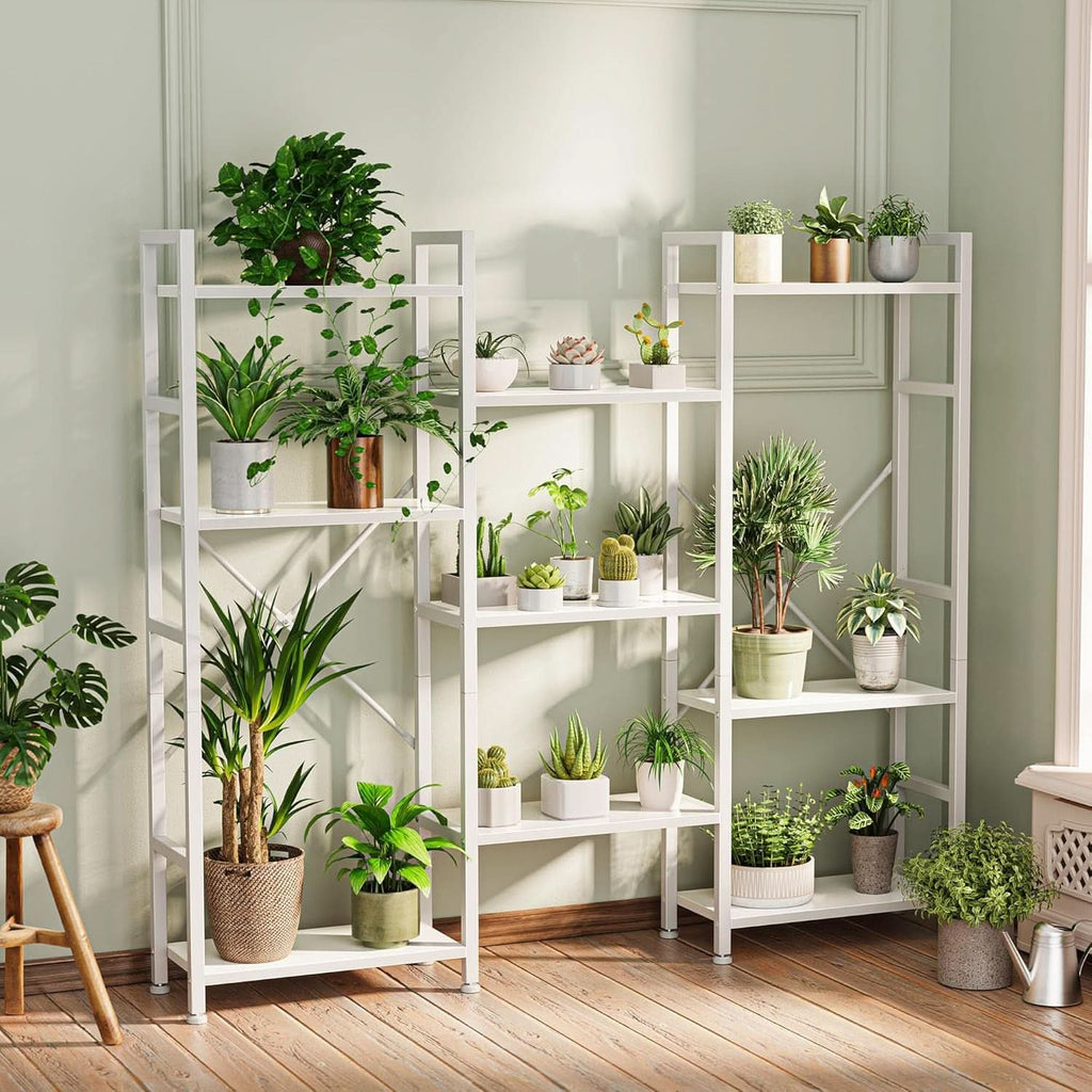 White 11 Shelf Open Display Bookcase For Home Office