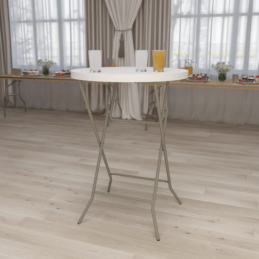 Round Folding Bar Table White 43 Inch Height Plastic