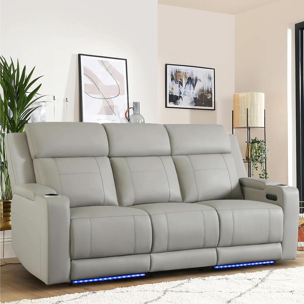 Power Recliner Sofa With Adjustable Headrest USB Charging