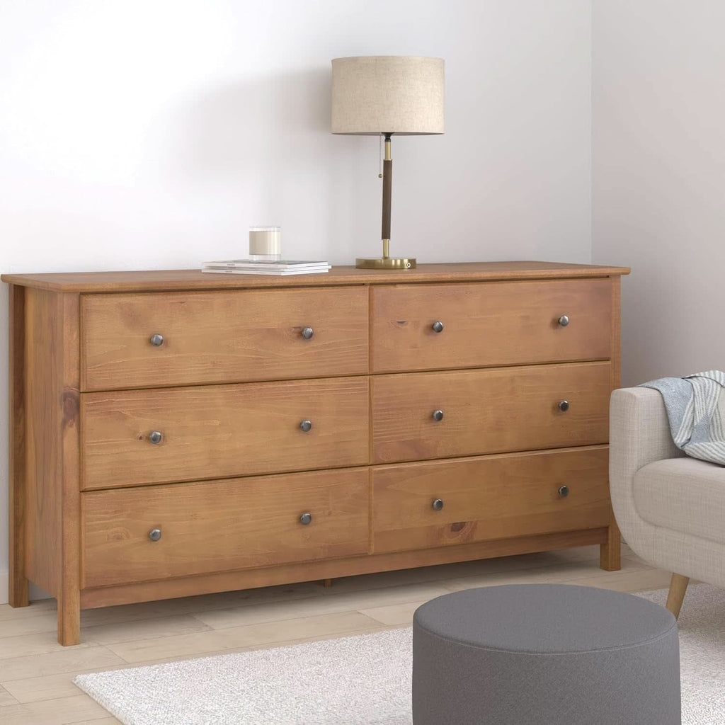 Shaker Style 6 Drawer Dresser With Solid Walnut Finish