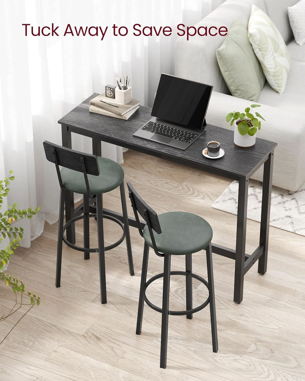29.7 Inch PU Bar Stools Set Of 2 With Backrest And Footrest