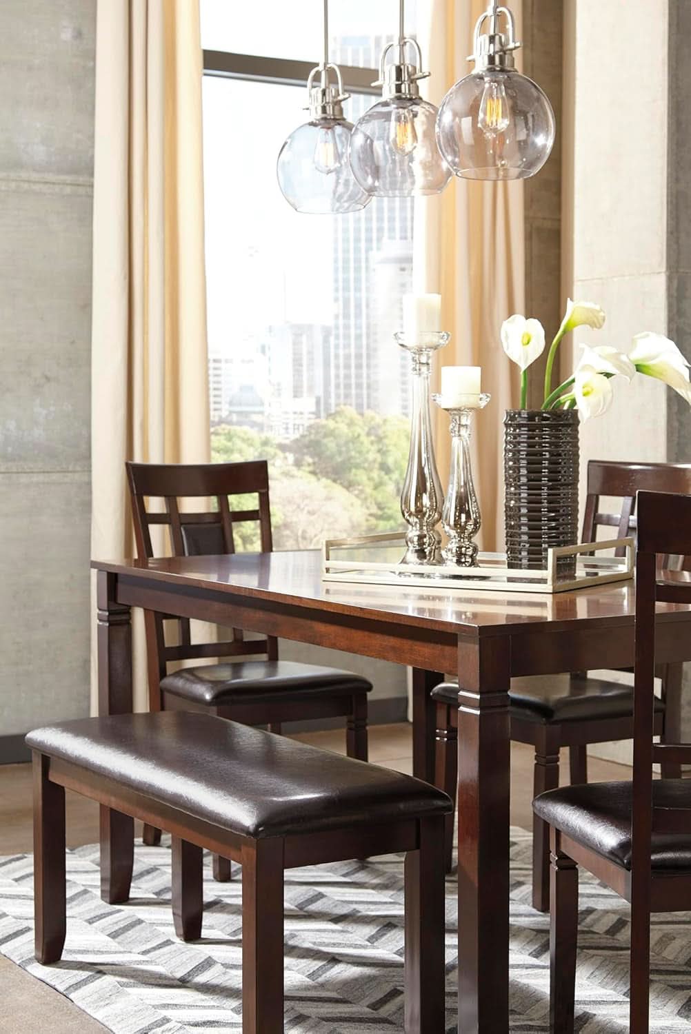 Brown Contemporary Engineered Wood Dining Table Set