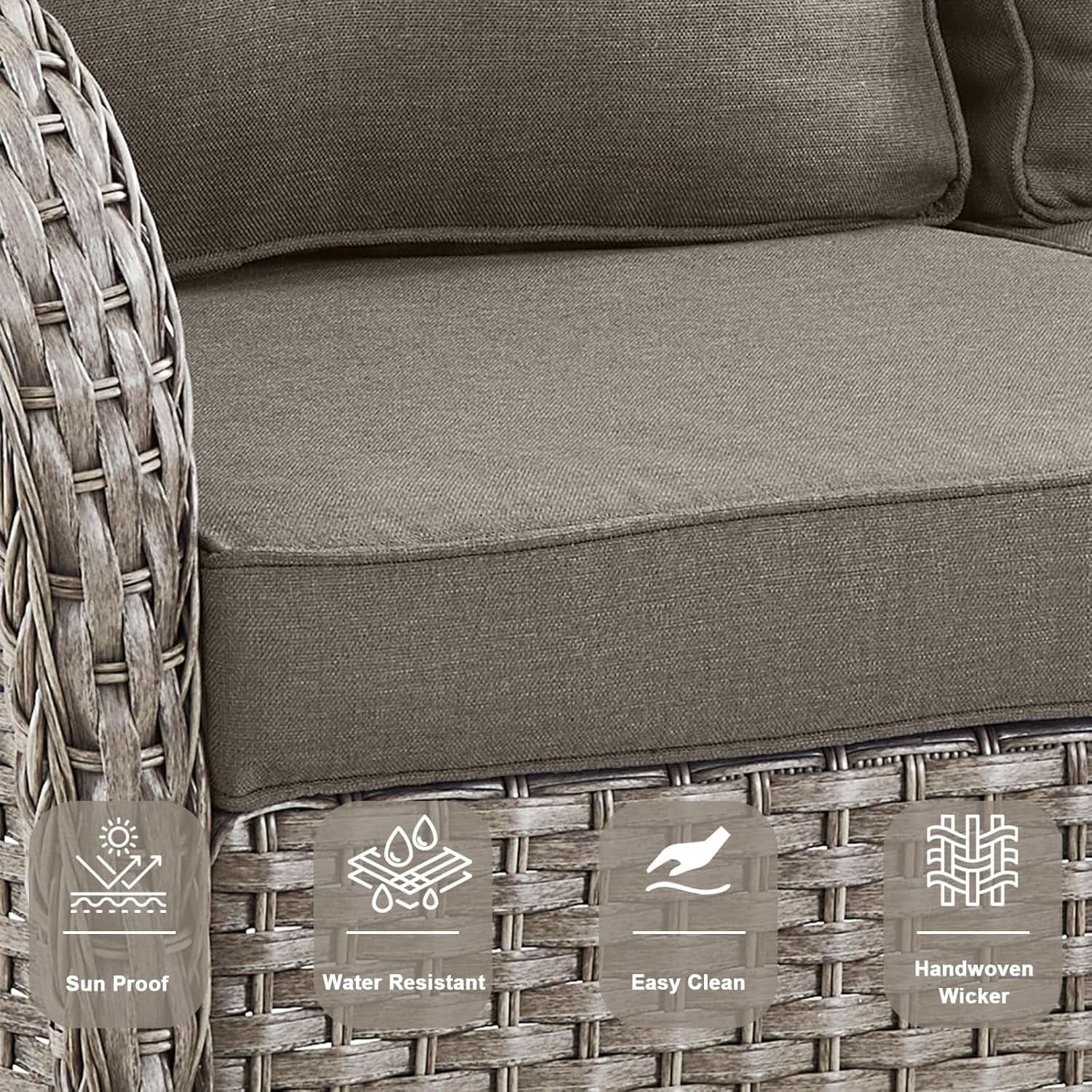 5 Piece Outdoor Patio Set Gray Wicker Swivel Rockers