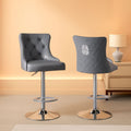 Velvet Adjustable Swivel Bar Stools Dark Grey Set Of 4