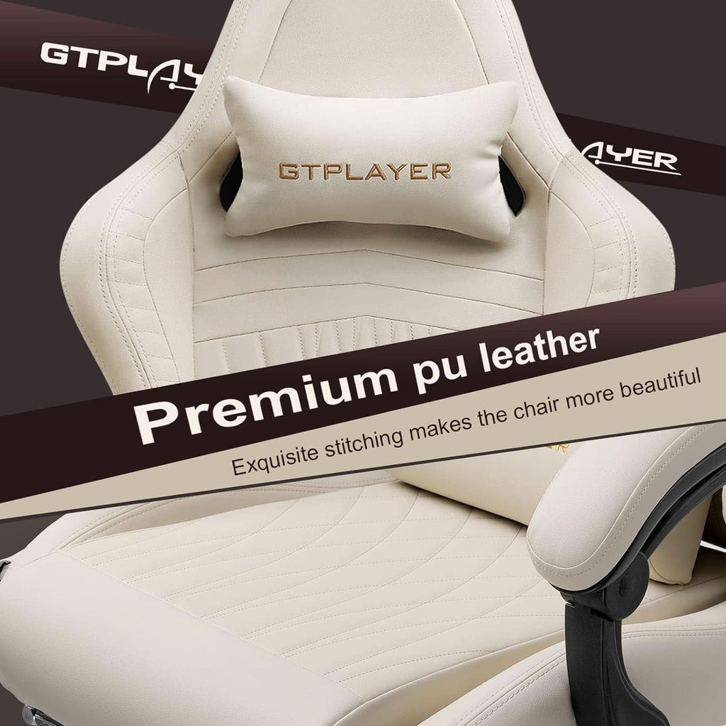 Ivory Bluetooth Speaker Gaming Chair With Footrest