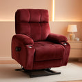 Red 180 Degree Flat Sleeping Electric Dual OKIN Motor Lift Recliner Chair With Heating