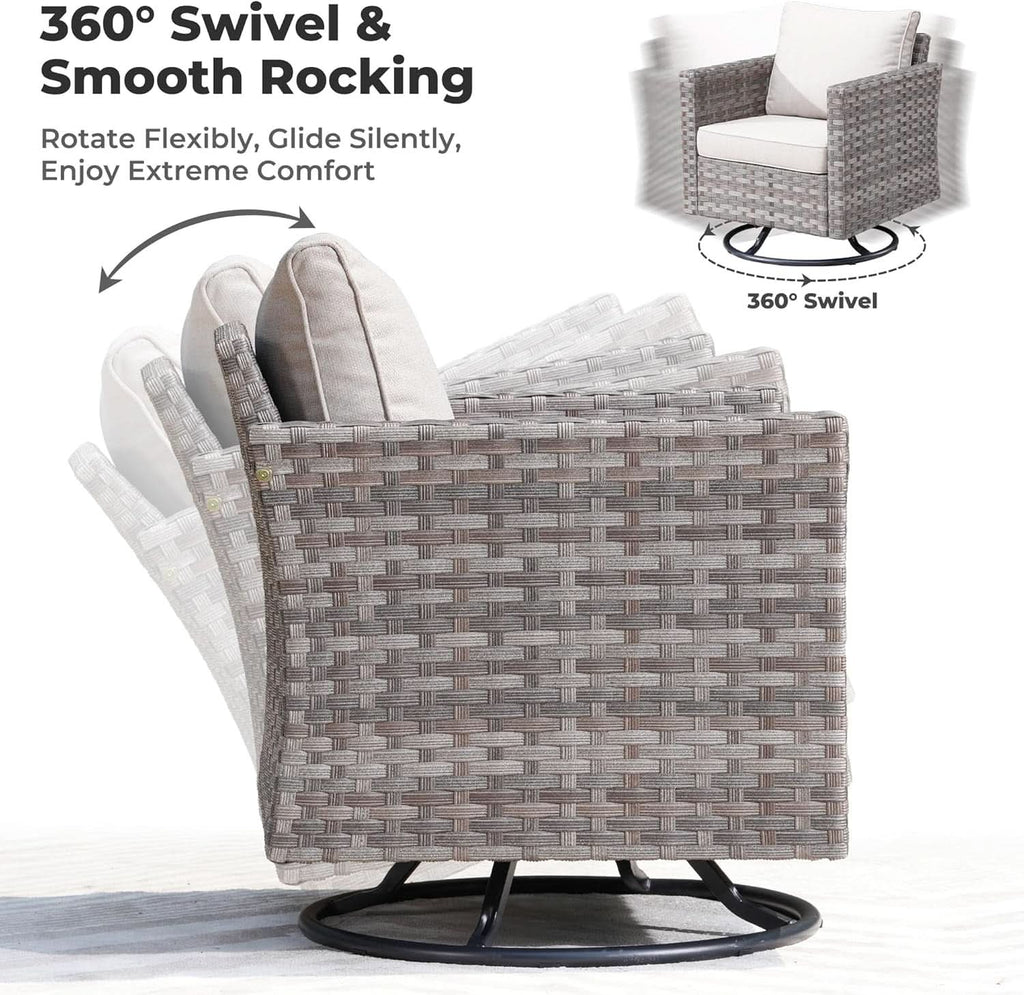 10 Piece Outdoor Wicker Sectional Sofa Set with Fire Pit