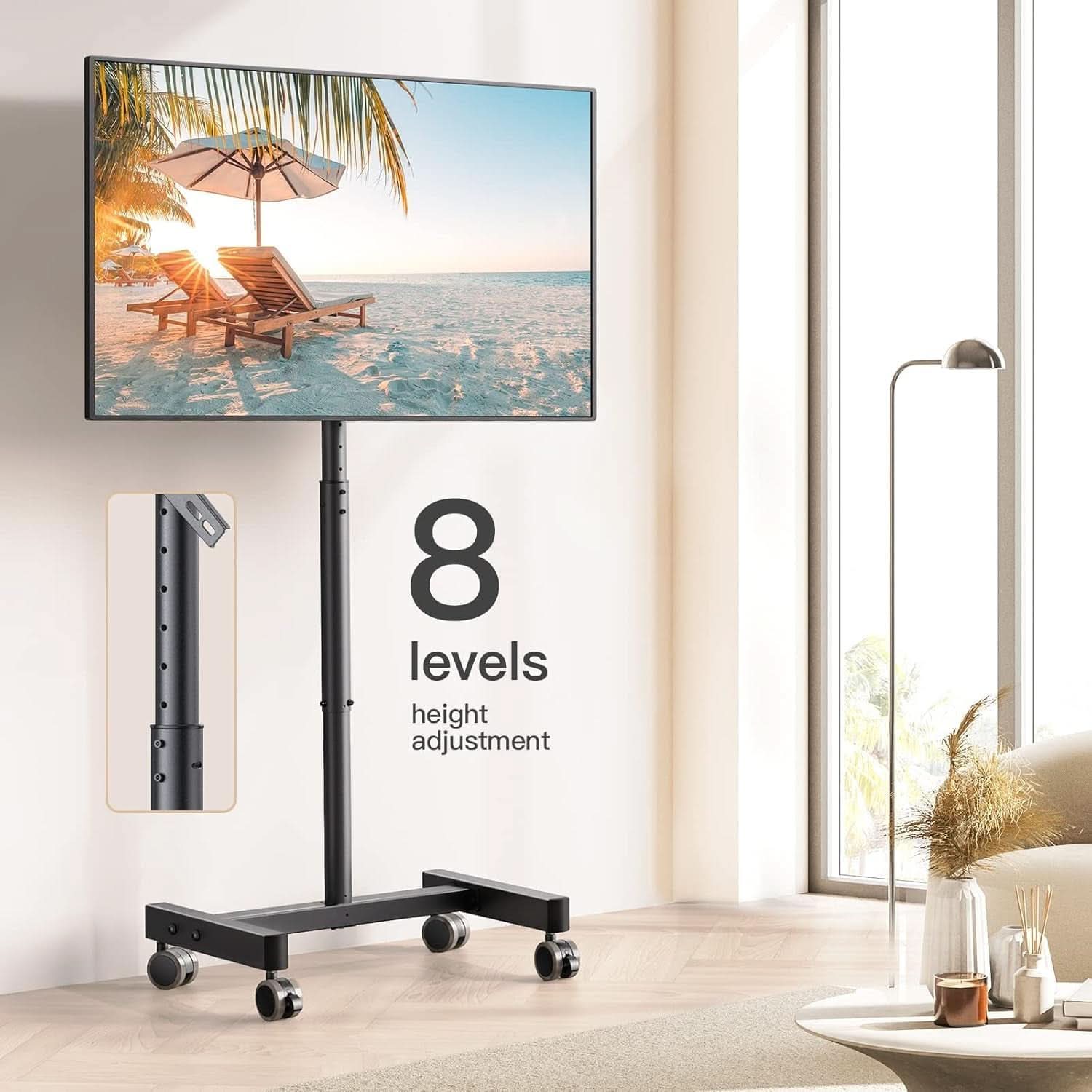 Adjustable Rolling TV Cart For 13 To 50 Inch TVs Tilt