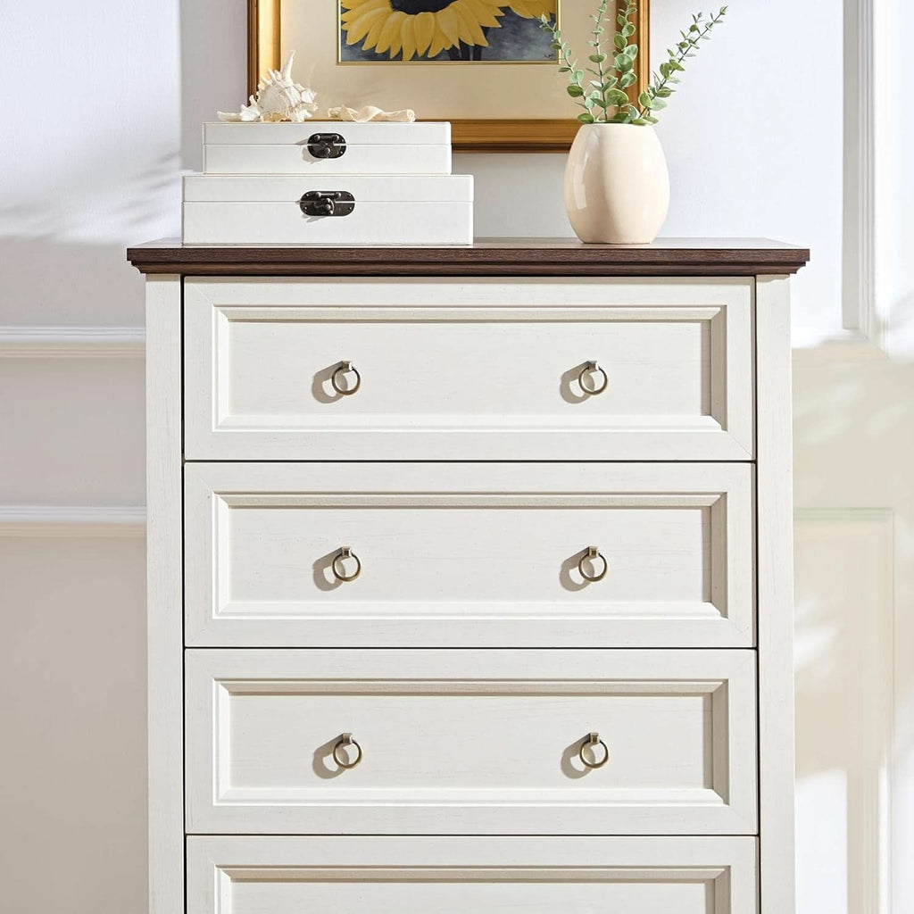 Antique White Forty EightInch Tall Farmhouse Dresser