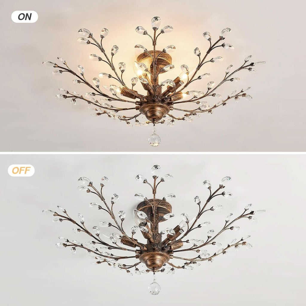 Bronze Five Light Vintage Crystal Chandelier Dimmable