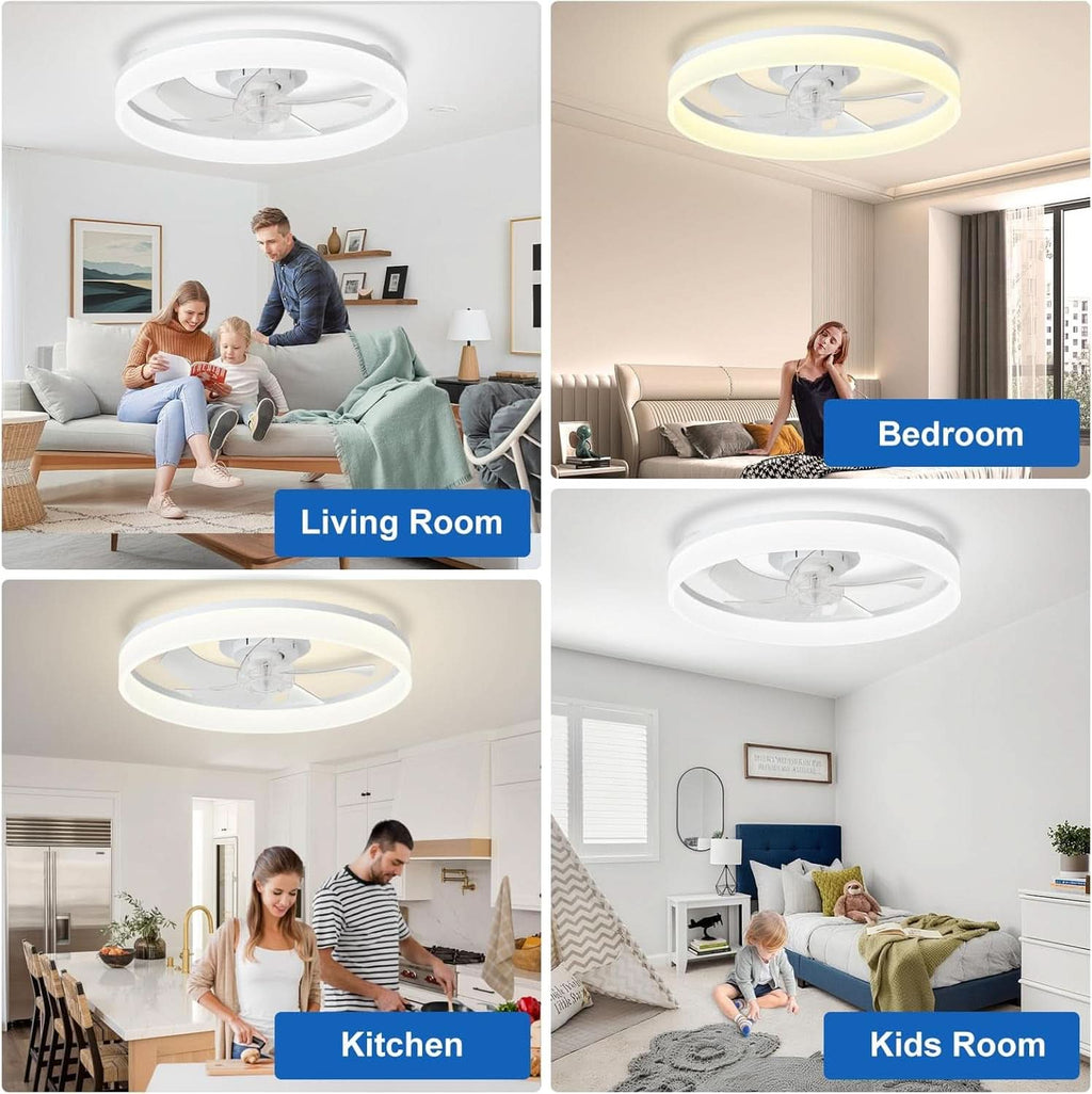 20 Inch Flush Mount Ceiling Fan With Light And DC Motor