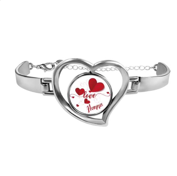 Personalised Heart Bracelet – Custom Name Love Bangle