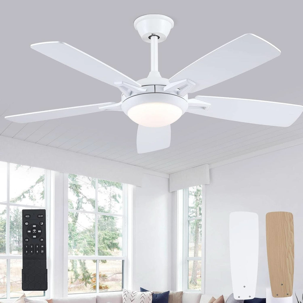 46 Inch White Ceiling Fan With Dimmable LED Remote
