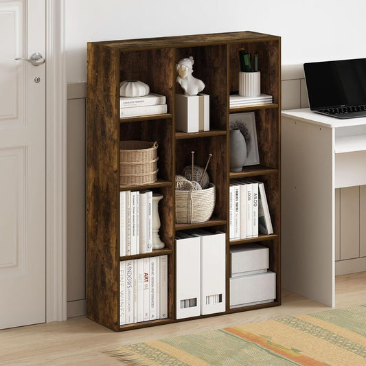 Luder 11-Cube Amber Pine Bookcase For Living Room Storage