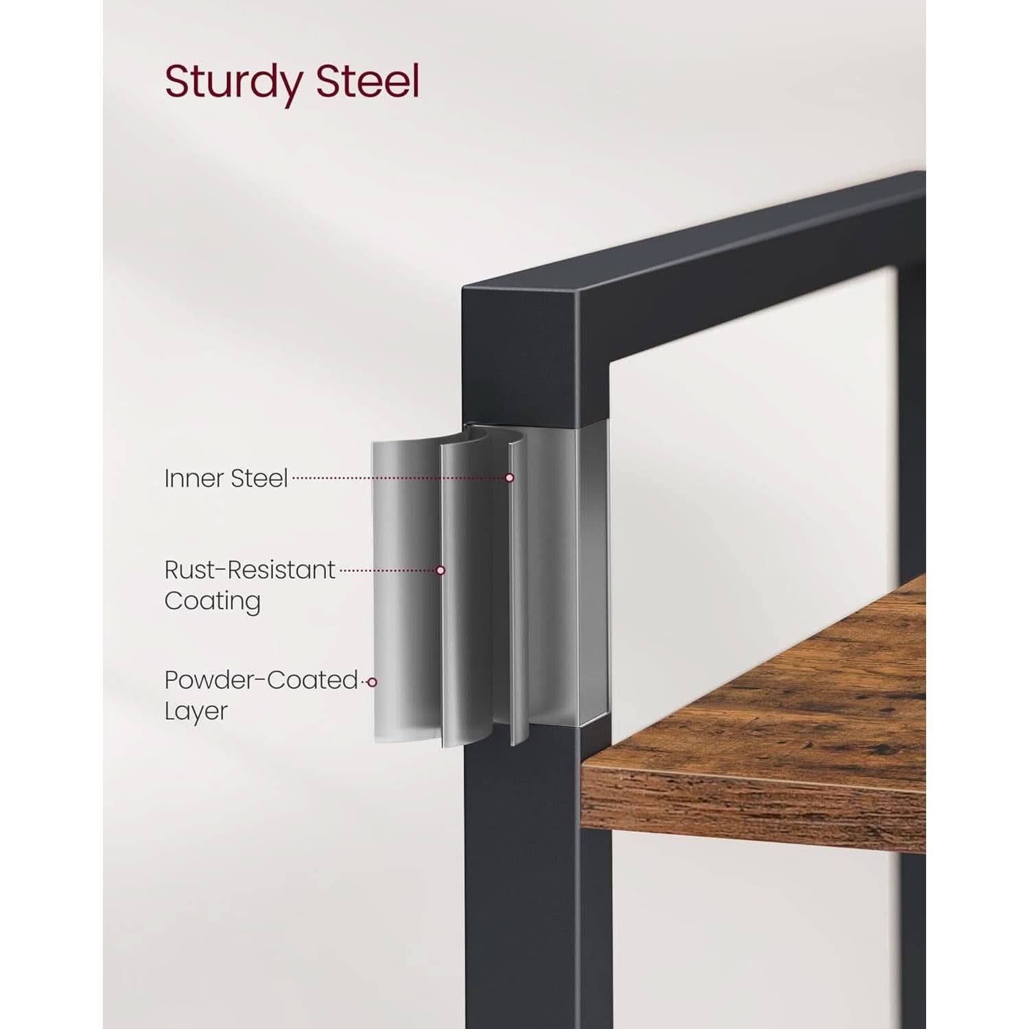 Industrial 65 Inch High Bookshelf With Steel Frame