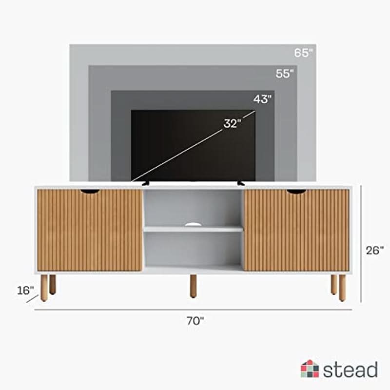 Modern 70 Inch TV Stand With Durable Adjustable Shelves