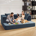 Blue Gray Large 3-In-1 Folding Bean Bag Couch Sofa Bed