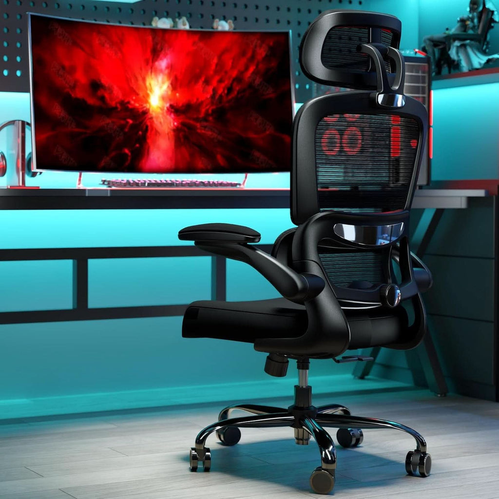 Ergonomic Black Office Chair High Back With Wheels