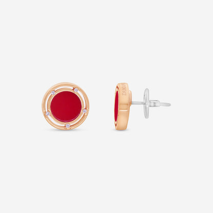 Damiani D. Side 18K Rose & White Gold Diamond & Red Stone Stud Earrings 20086728
