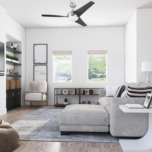 52 Inch Brushed Nickel LED Ceiling Fan With Remote