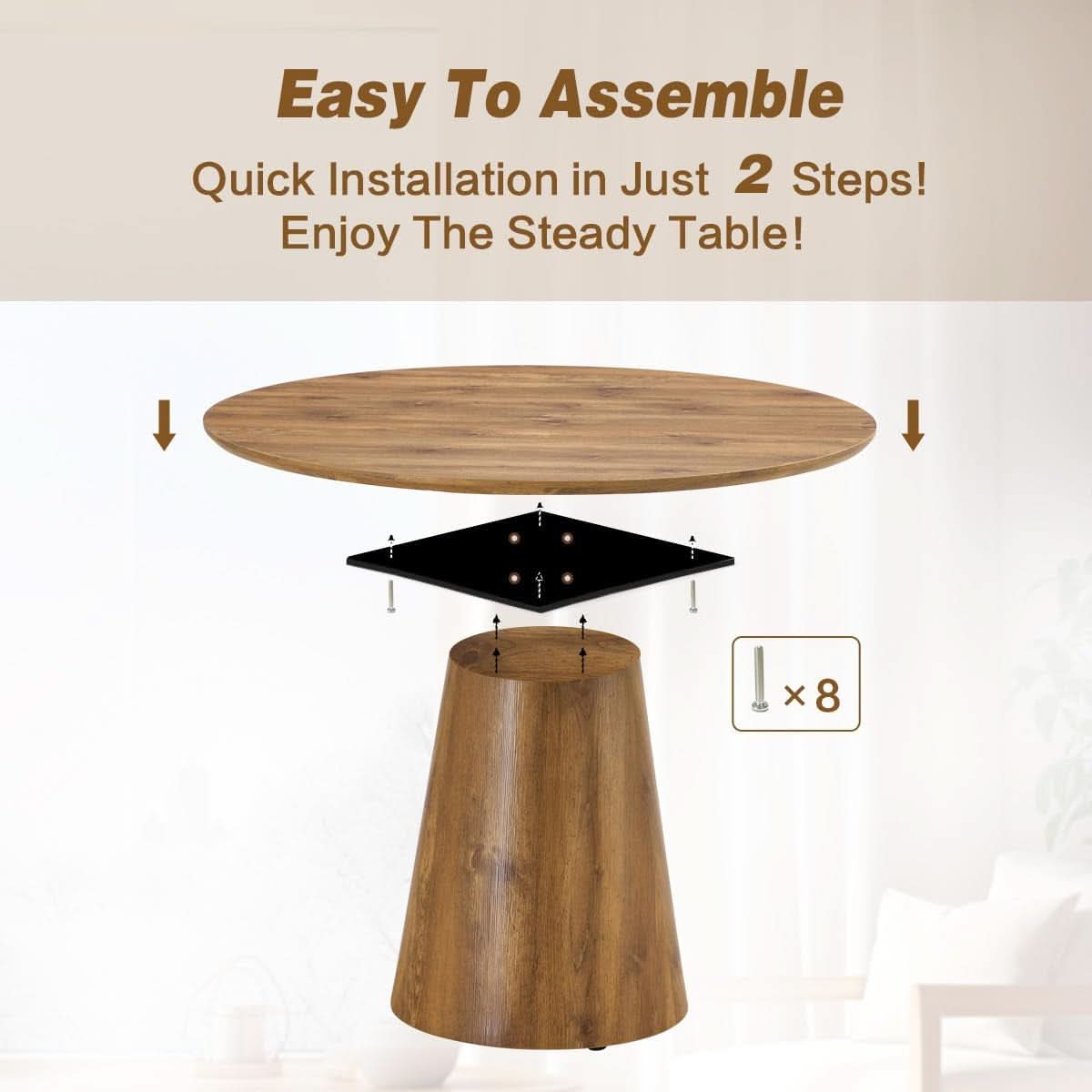 Luxurious Round Space Saving Dining Table Set For Four