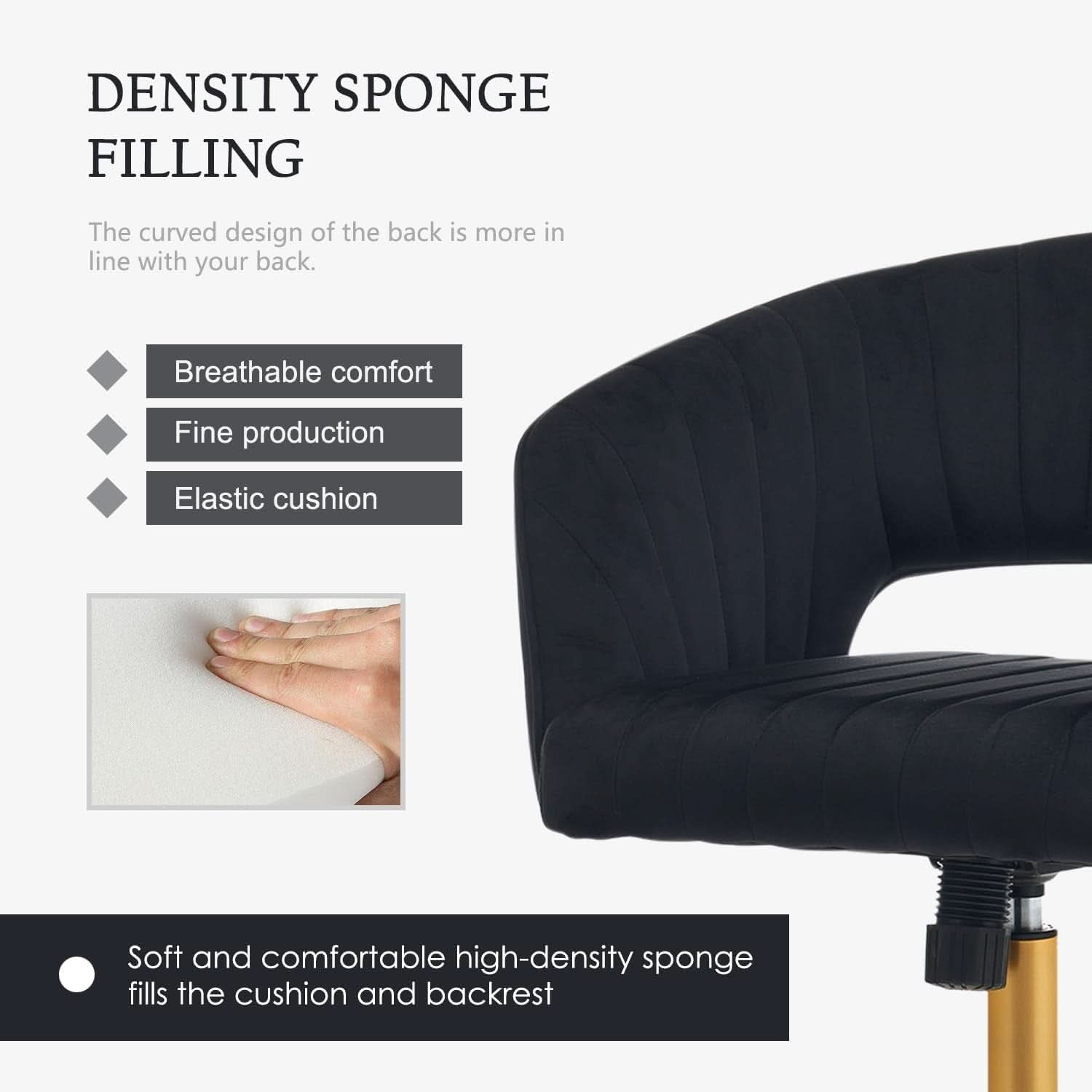 Velvet Home Office Chair 360 Degree Swivel Black Lux Velvet