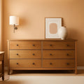 Shaker Style 6 Drawer Dresser With Solid Walnut Finish