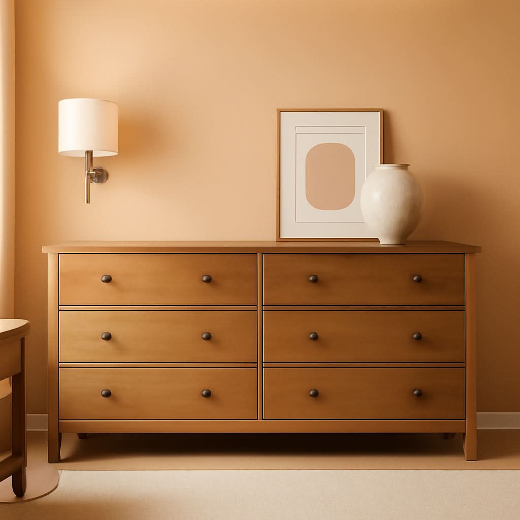 Shaker Style 6 Drawer Dresser With Solid Walnut Finish