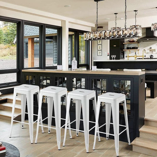 30 Inch Stacking Metal Bar Stool Indoor Outdoor Use