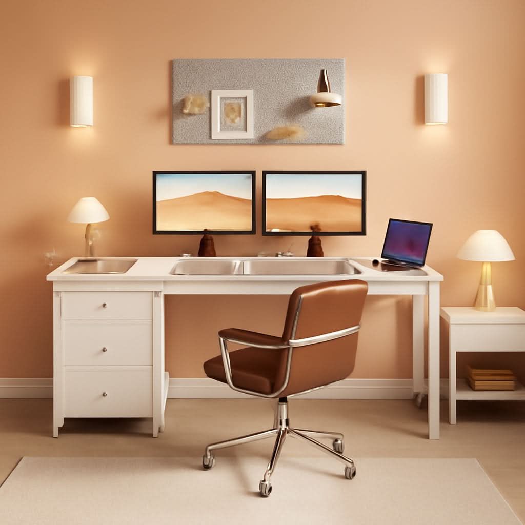 55 Inch White Computer Desk With Fabric Drawer For Home Office