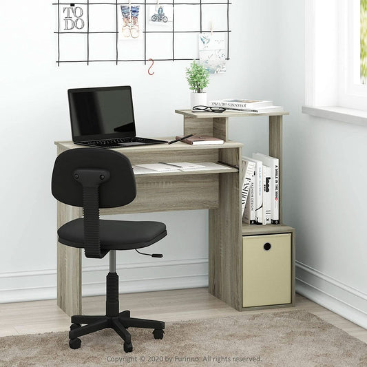 Econ Compact Office Desk With Storage Shelves Sonoma Oak