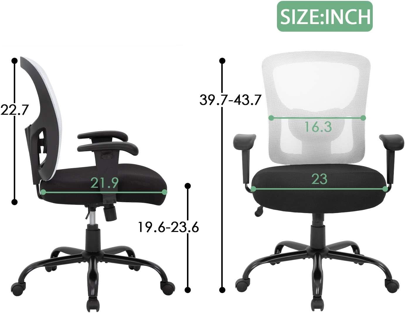 Big And Tall Office Chair 400 Lbs Capacity Adjustable Lumbar Support