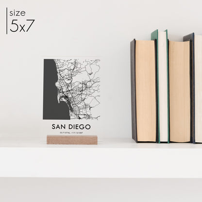 Clear Acrylic San Diego City Street Map