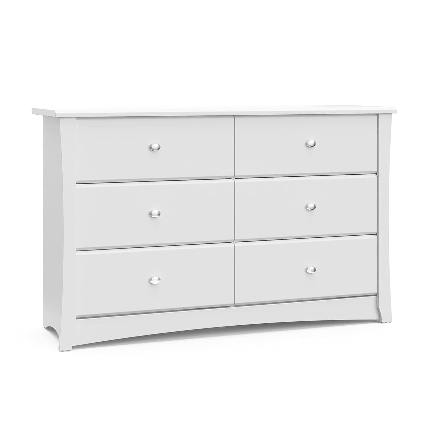 White Six Drawer Dresser for Kids With Safety Restraint Kit