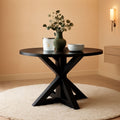 Black Oak Veneer Dining Table 48 Inch Square Cross Buck