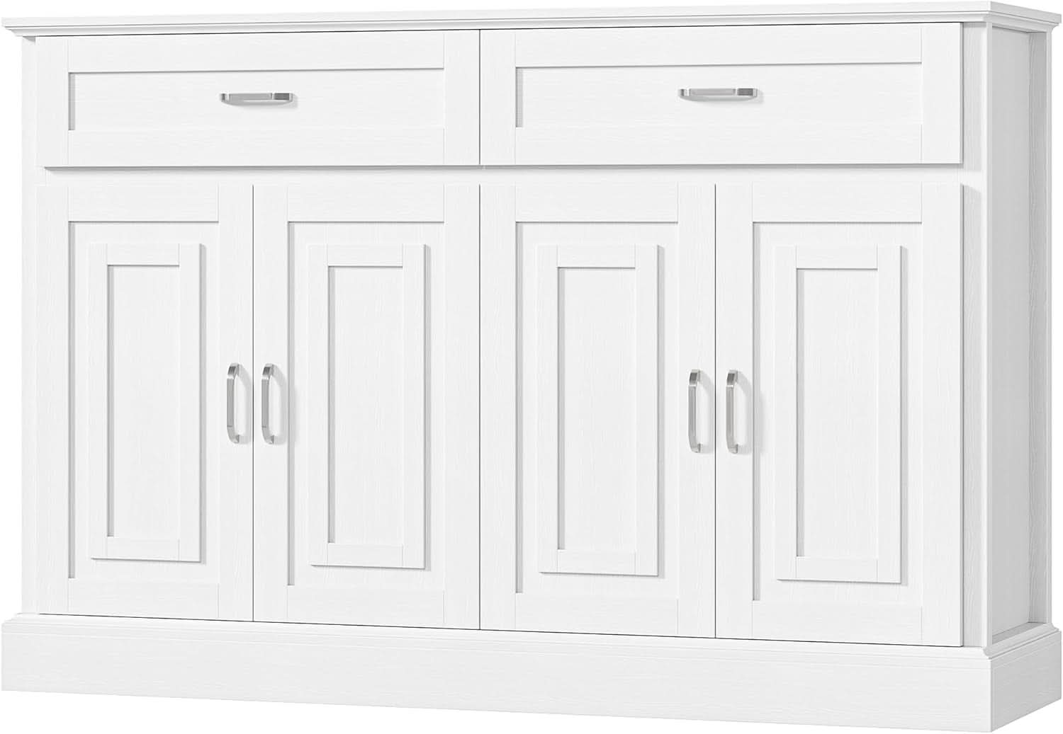 Black 55 Inch Farmhouse Buffet Cabinet With Storage Drawers