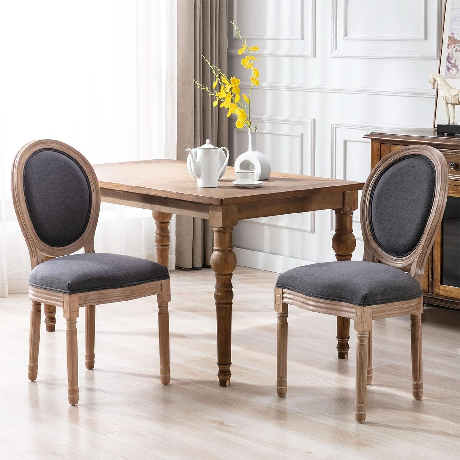 French Country Farmhouse Upholstered Dining Chairs Set Of 6