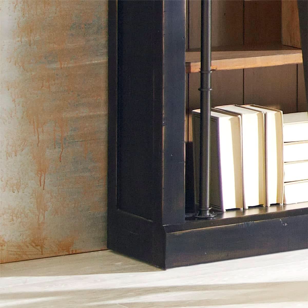8 Foot Tall Bookcase Wall With Ladder Display Shelf Black