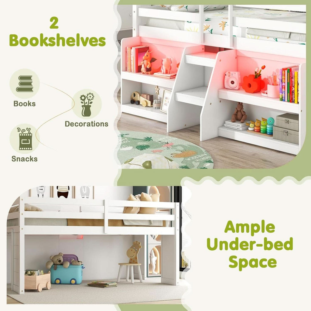 Twin Loft Bed With LED Lights And Durable Build Quality