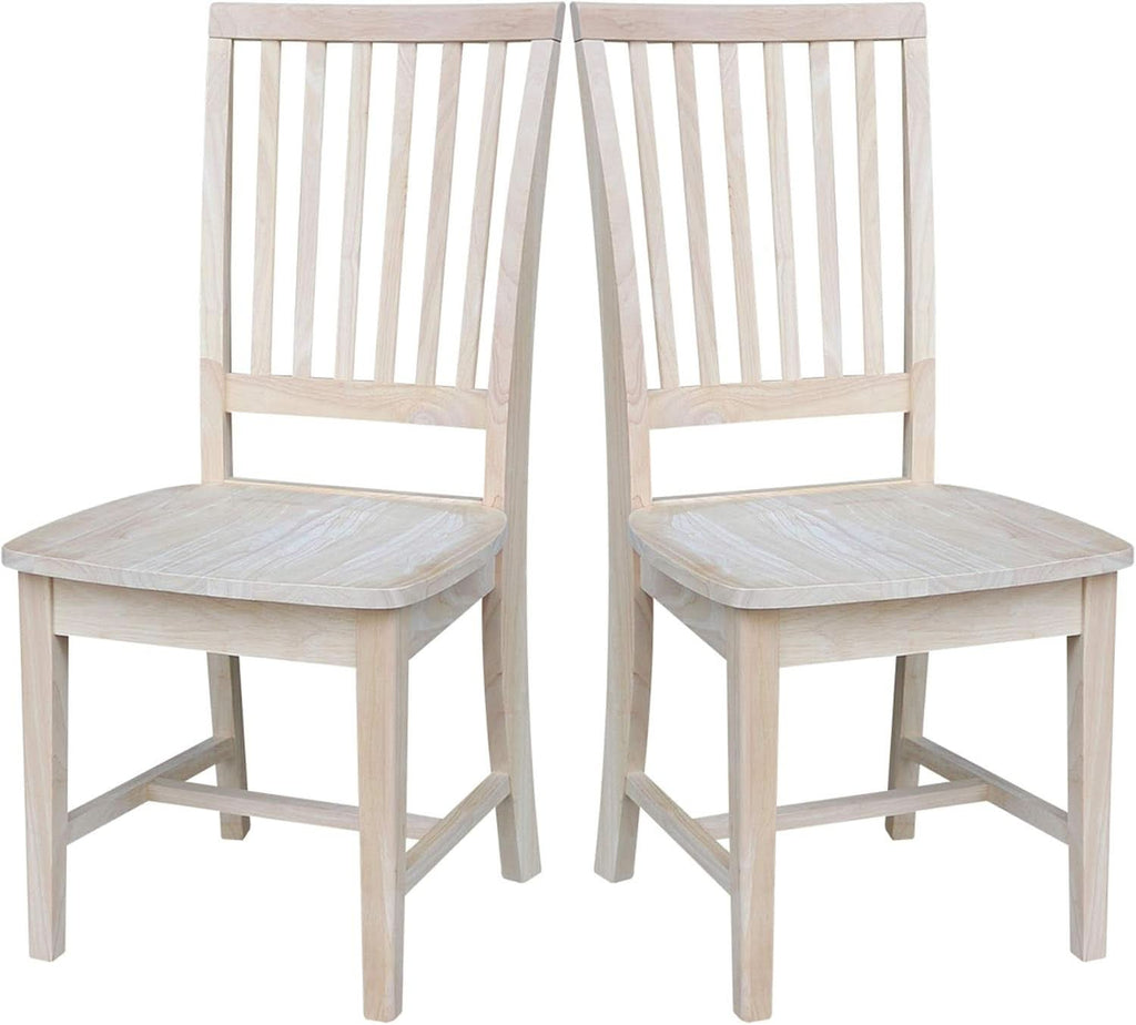 Mission Side Dining Chairs Set Of 2 Solid Parawood Unfinished 39.2 Inch Height